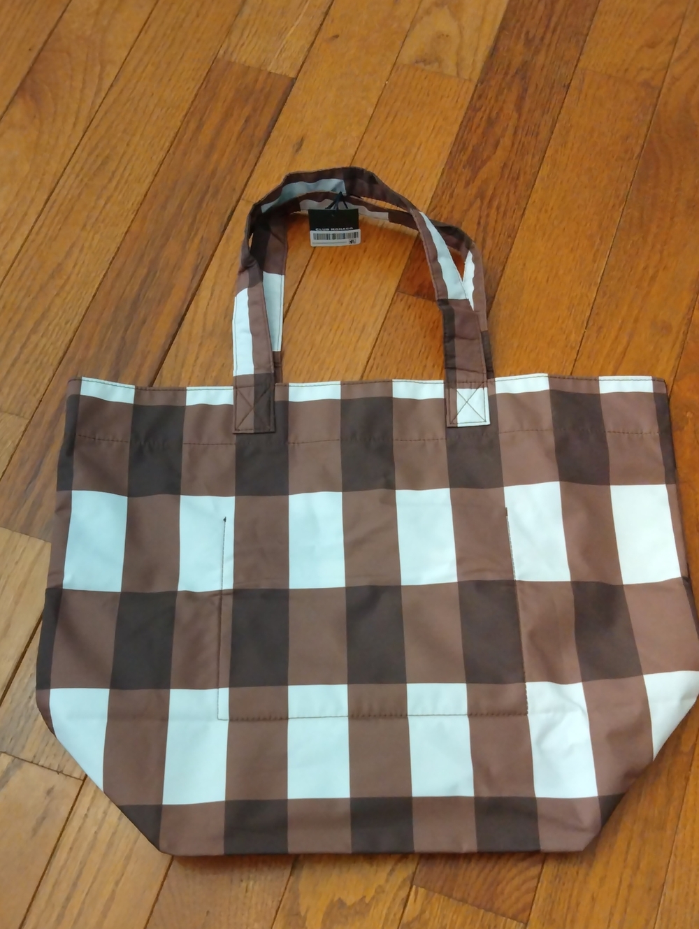 Club Monaco Brown Checkered Tote Bag